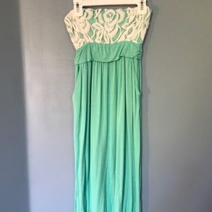 Mint lace maxi dress